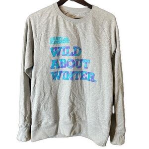 Pure Waste Banff Sunshine Wild About Winter Grey Crewneck Sweater Size XL